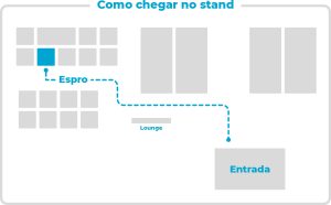 Mapa indicao a localização do estande do Espro no Conarh