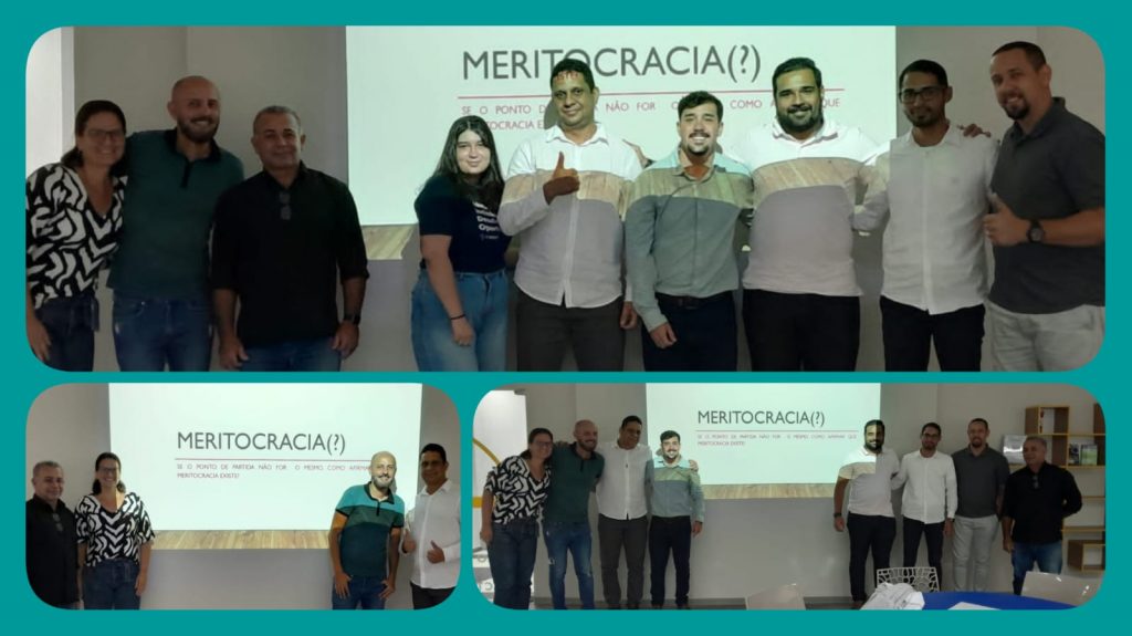 Na imagem aparecem a equipe que participou do evento junto a jovem aprendiz ganhadora do sorteio do livro. 